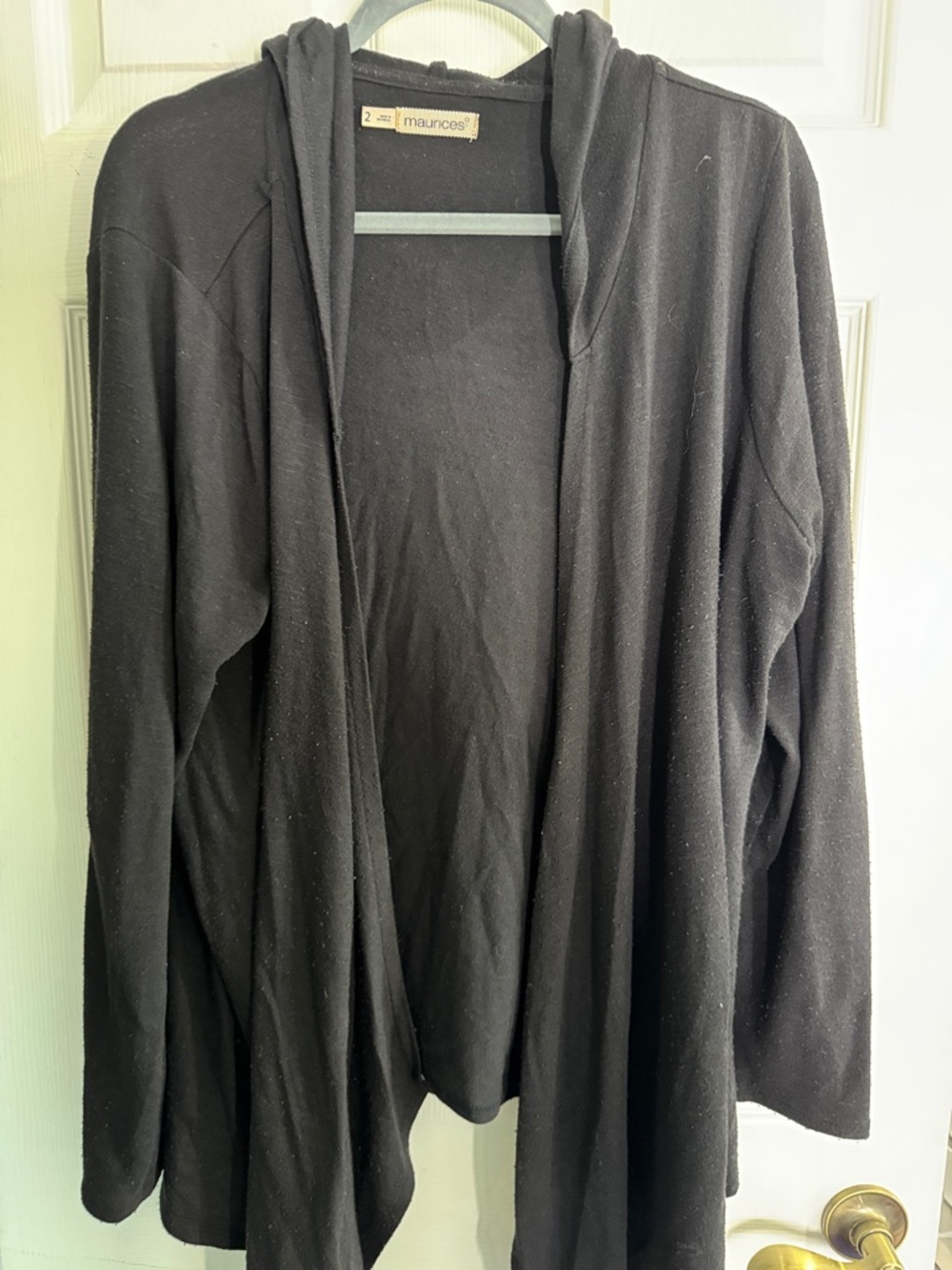 Maurices Black Hooded Open-Front Cardigan